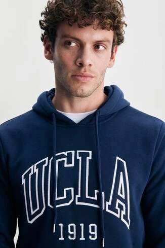 JEPSEN Lacivert Kapüşonlu Nakışlı Standard Fit Erkek Sweatshirt