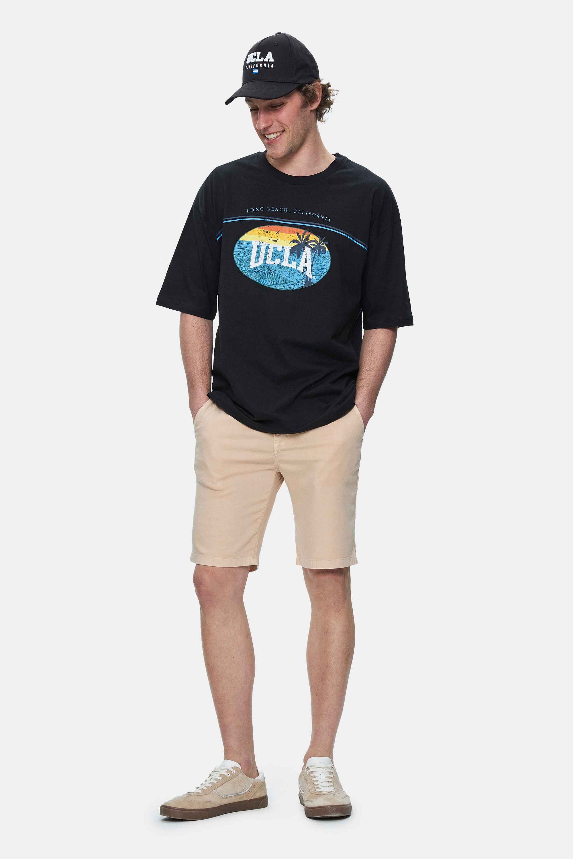 AIRE Siyah Bisiklet Yaka Baskılı Oversize Erkek Tshirt