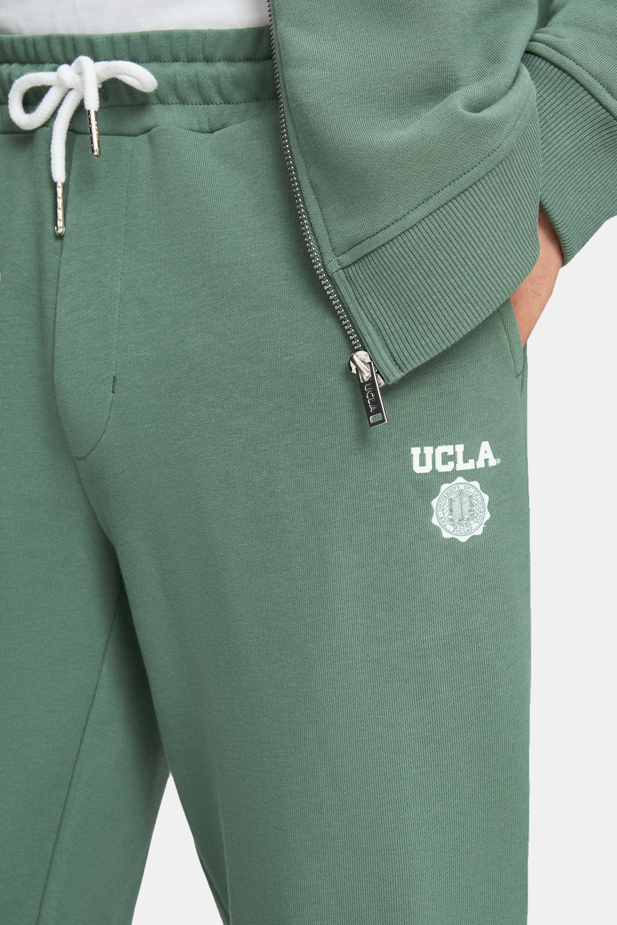 LUSKIN Adaçayı Yeşili Daralan Kesim Paçası Lastikli Baskılı Standard Fit Erkek Eşofman Altı