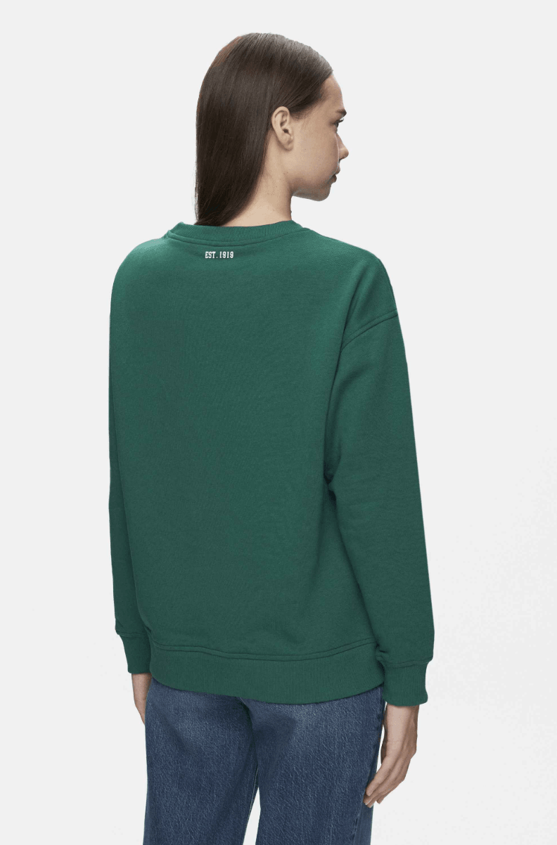 ALAMEDA Yeşil Bisiklet Yaka Baskılı Oversize Kadın Sweatshirt