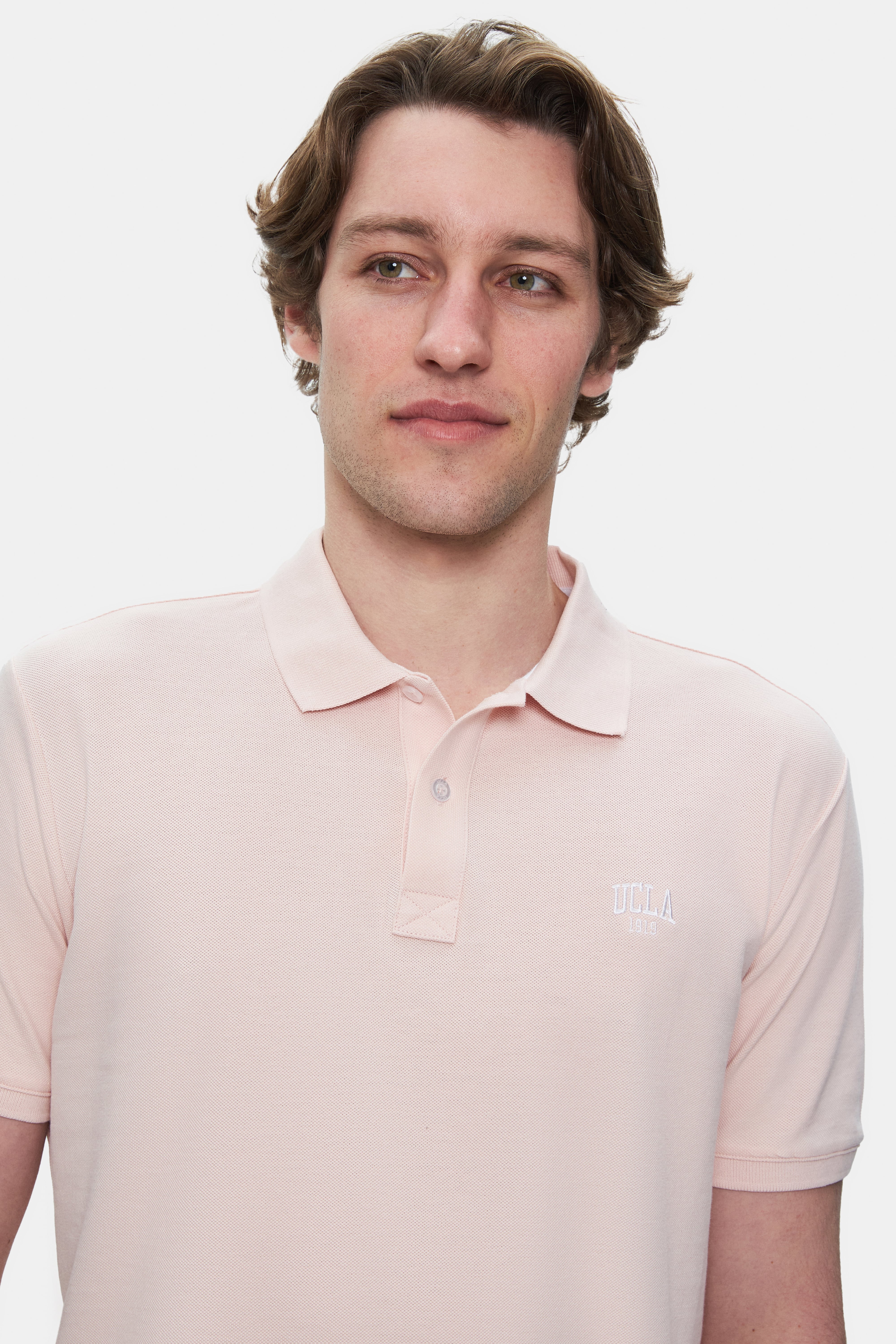 LAKES Açık Pembe Polo Yaka Nakışlı Standard Fit Erkek Tshirt