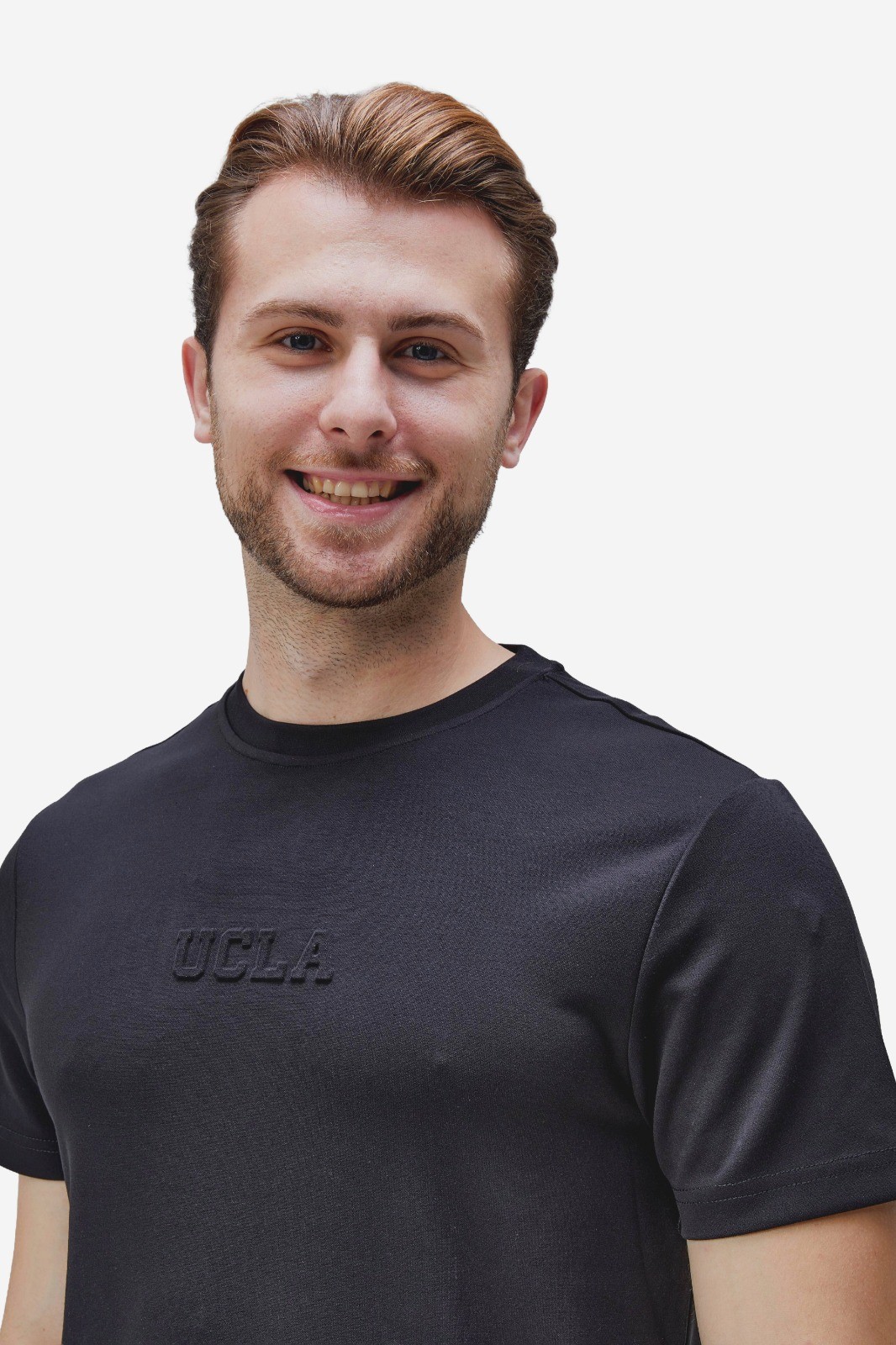 CANARY Siyah Bisiklet Yaka Gofre Baskılı Modal Kumaş Standard Fit Erkek Tshirt