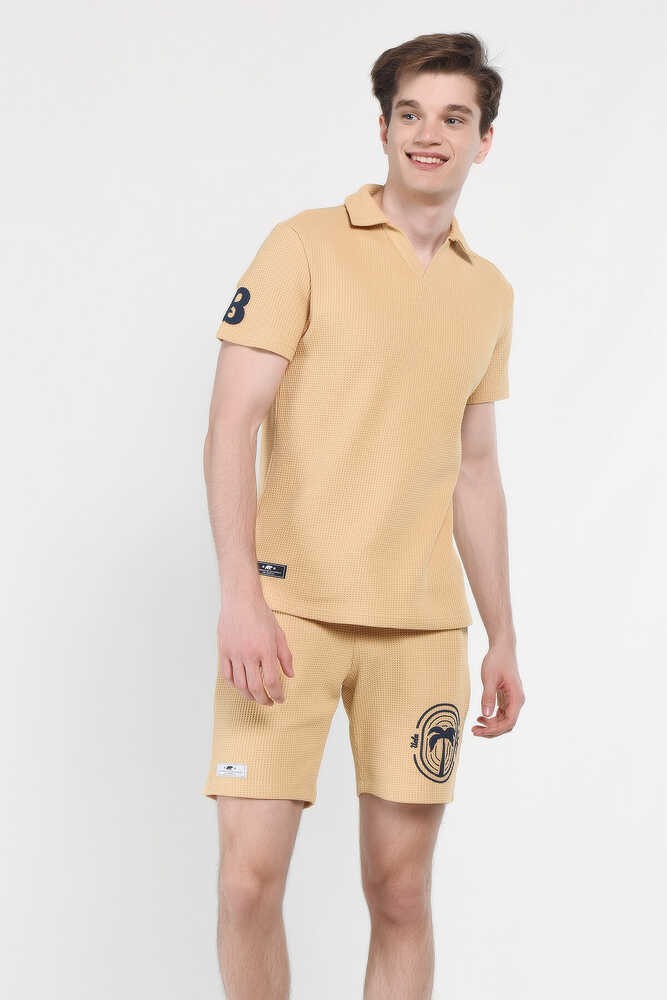 RUSSEL Kahve Polo Yaka baskılı Standard Fit Erkek Tshirt