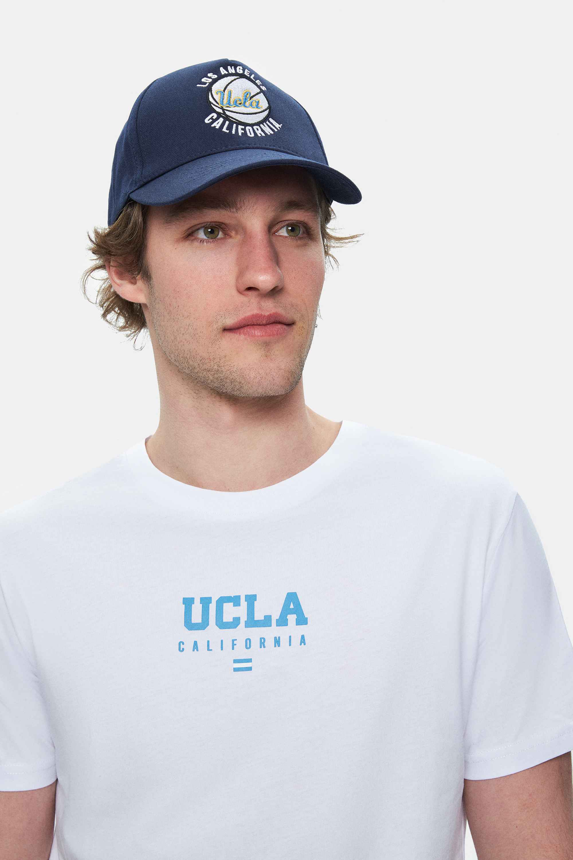 SHERMAN Beyaz Bisiklet Yaka Baskılı Standard Fit Erkek Tshirt