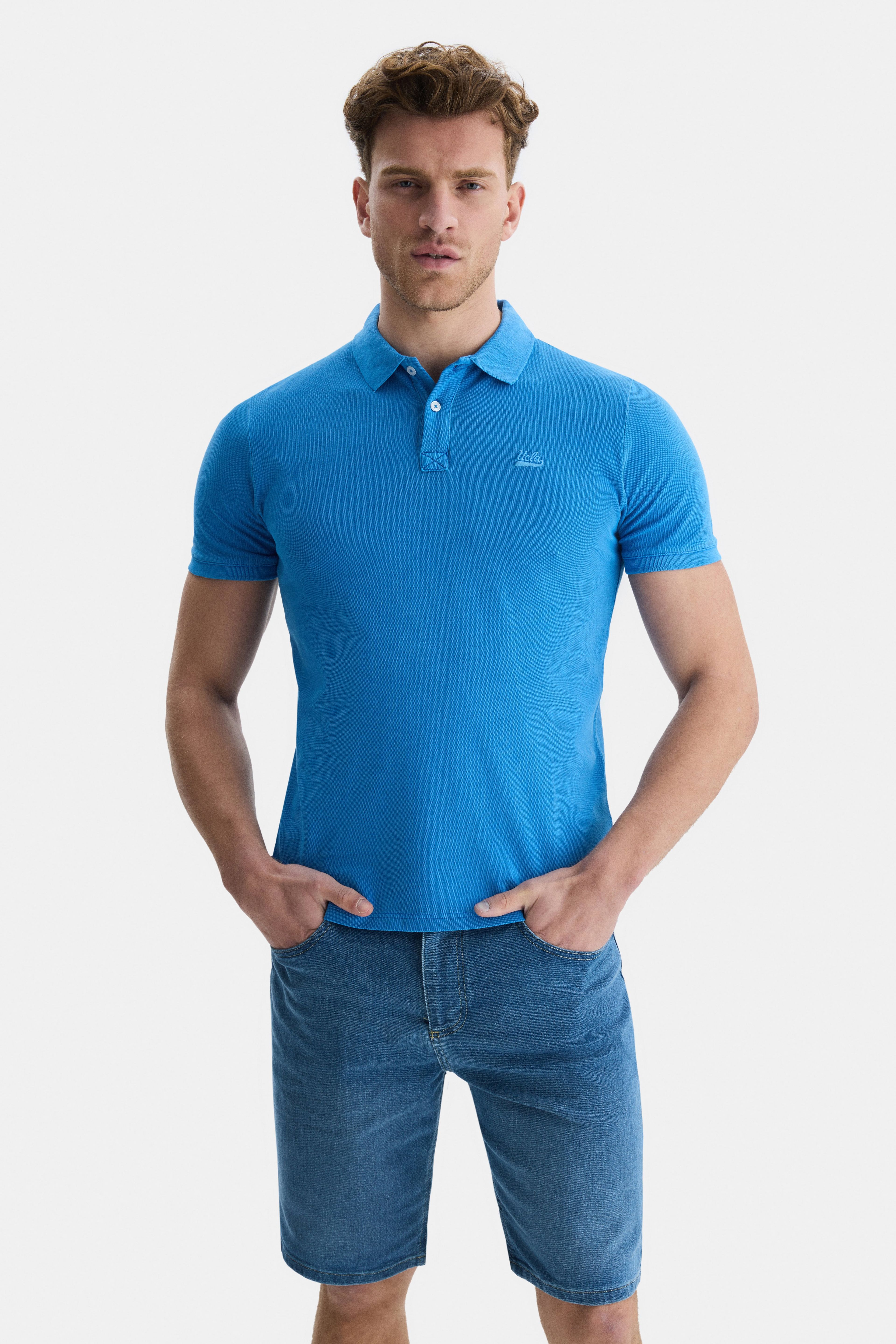 GERARD Mavi Polo Yaka Nakışlı Standard Fit Erkek Tshirt