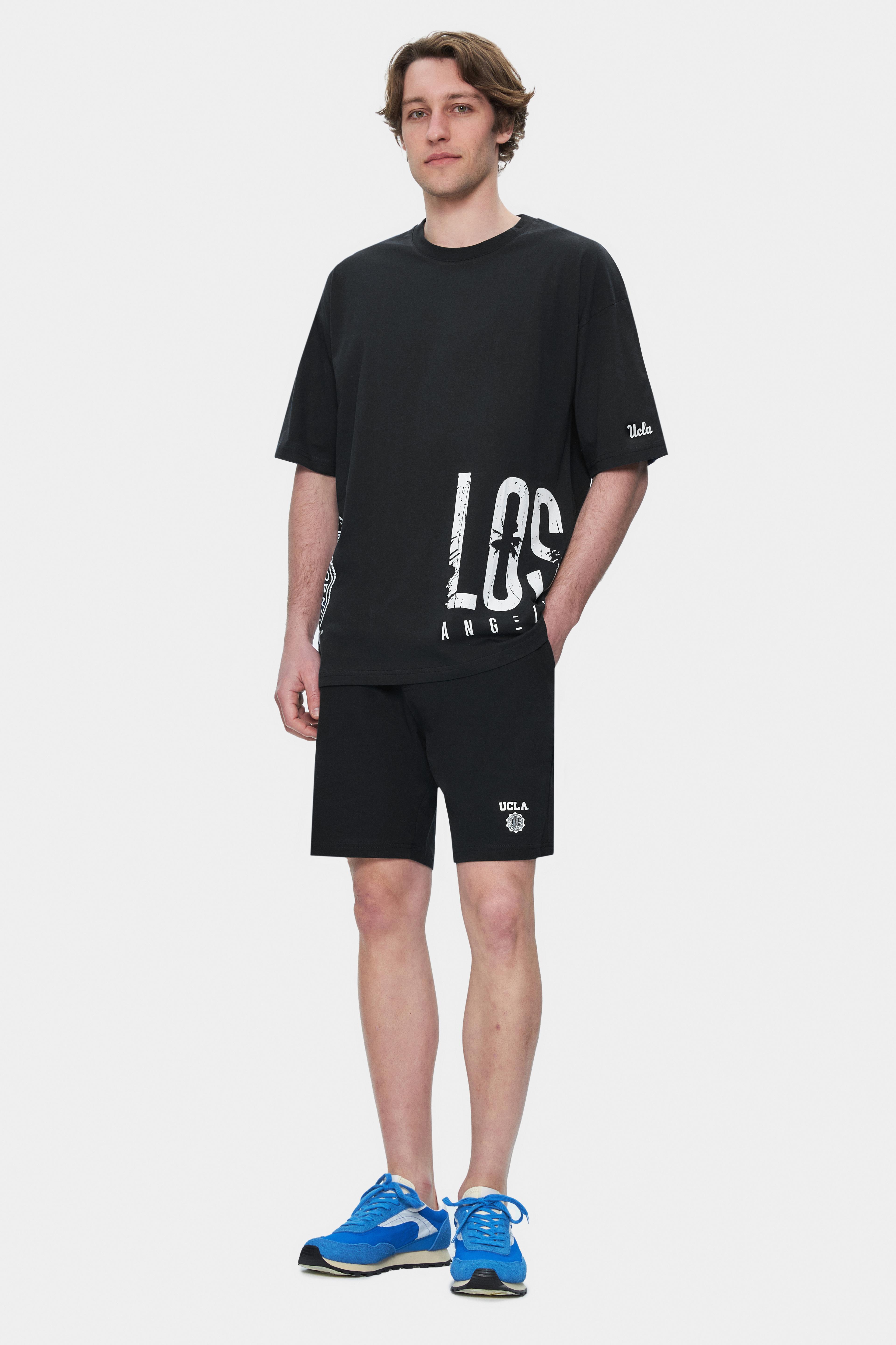 IGNISO Siyah Bisiklet Yaka Baskılı Oversize Erkek Tshirt
