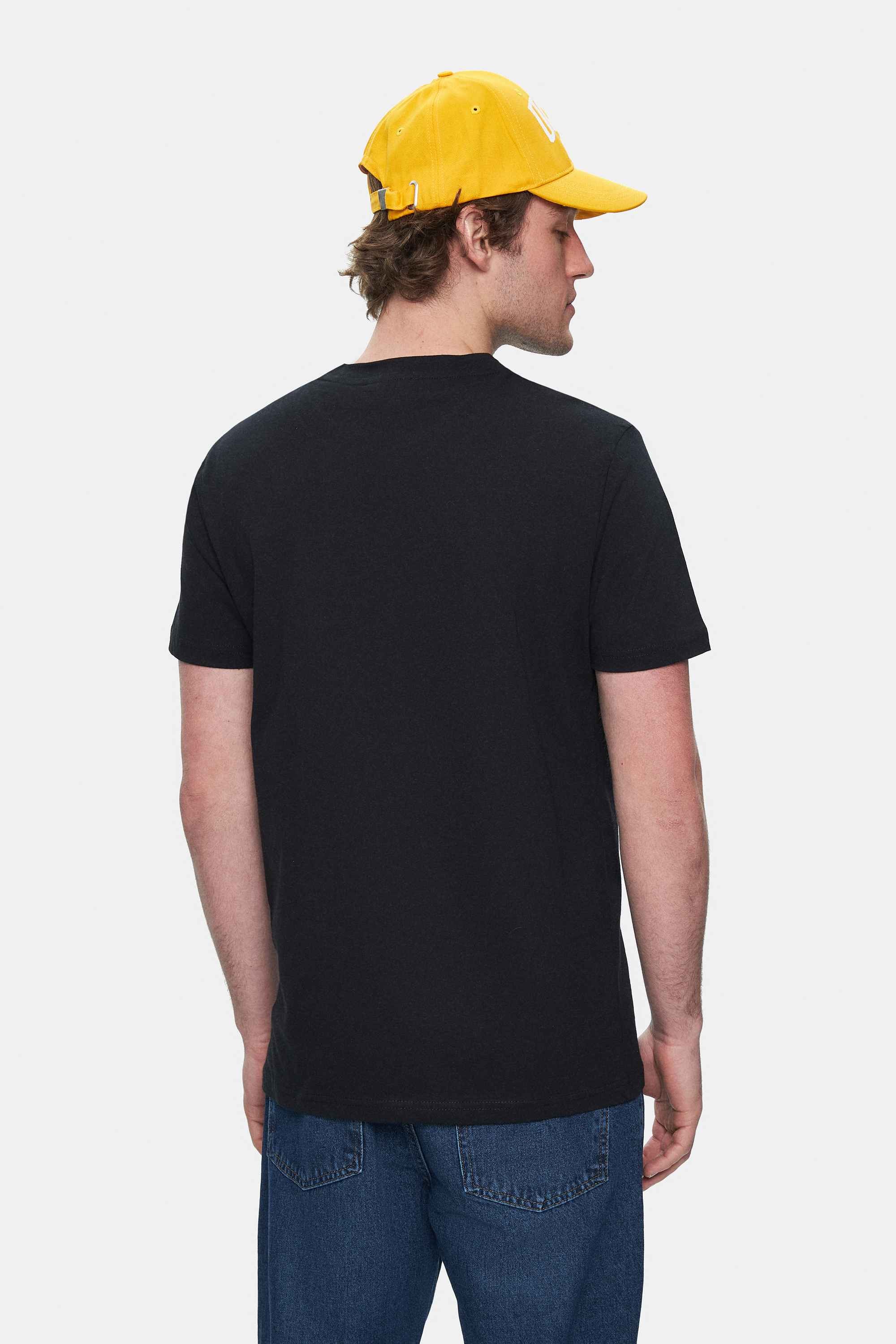 BASS Siyah Bisiklet Yaka Baskılı Standard Fit Erkek Tshirt