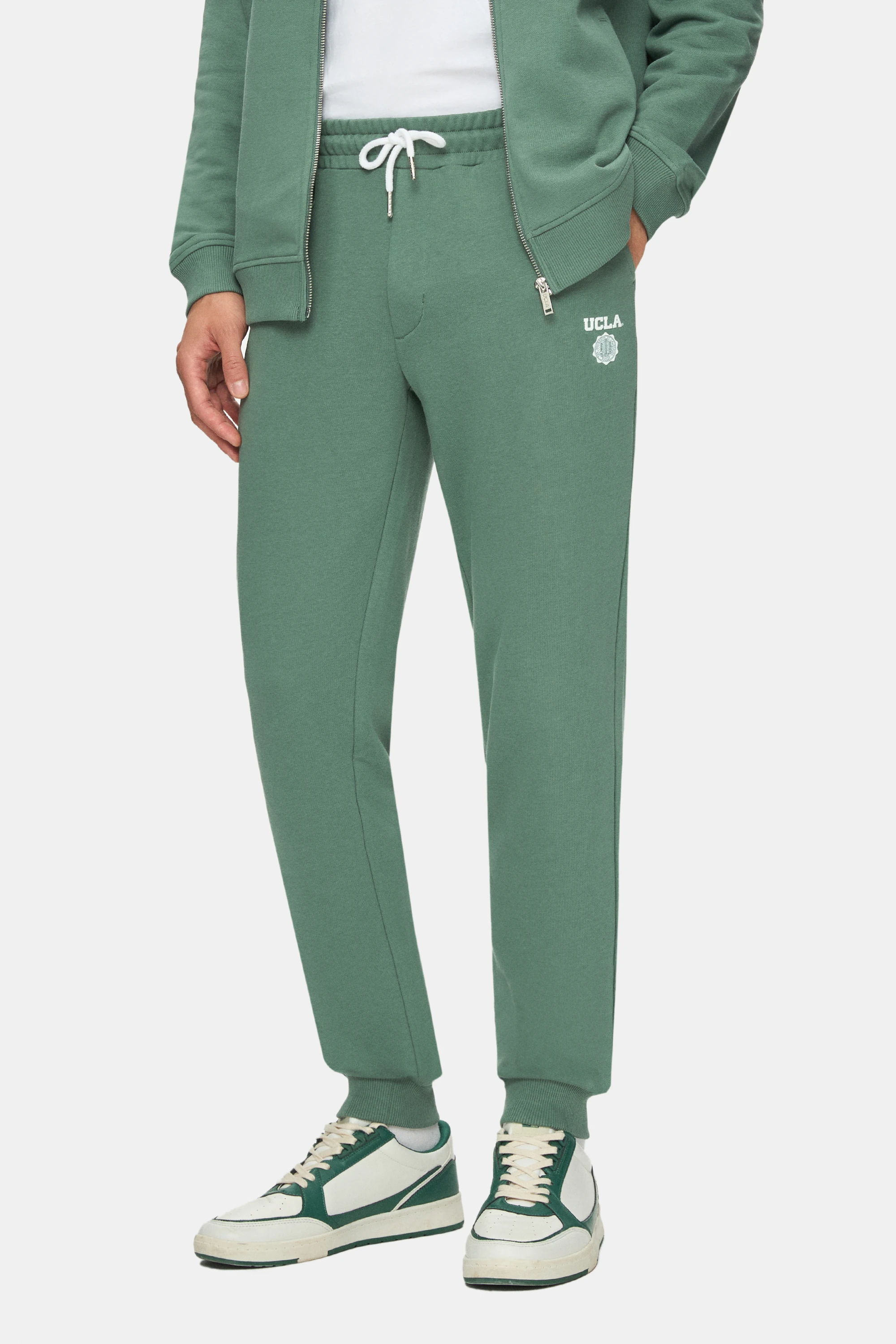 LUSKIN Adaçayı Yeşili Daralan Kesim Paçası Lastikli Baskılı Standard Fit Erkek Eşofman Altı