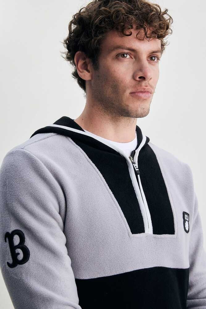 HEMET Siyah Yarım Fermuarlı Kauçuklu Polar Standard Fit Erkek Sweatshirt