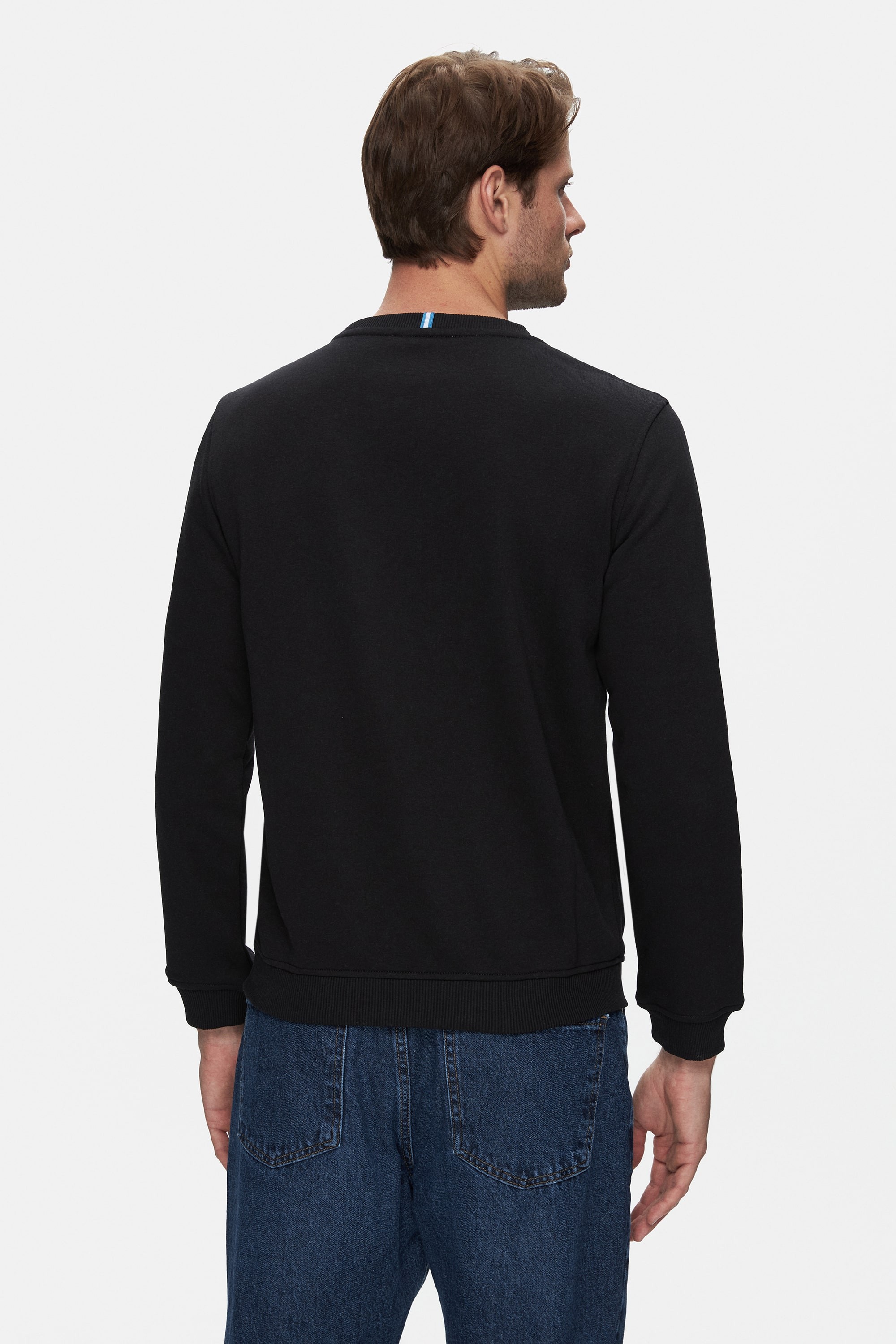 VALLEY Siyah Bisiklet Yaka Baskılı Standard Fit Erkek Sweatshirt