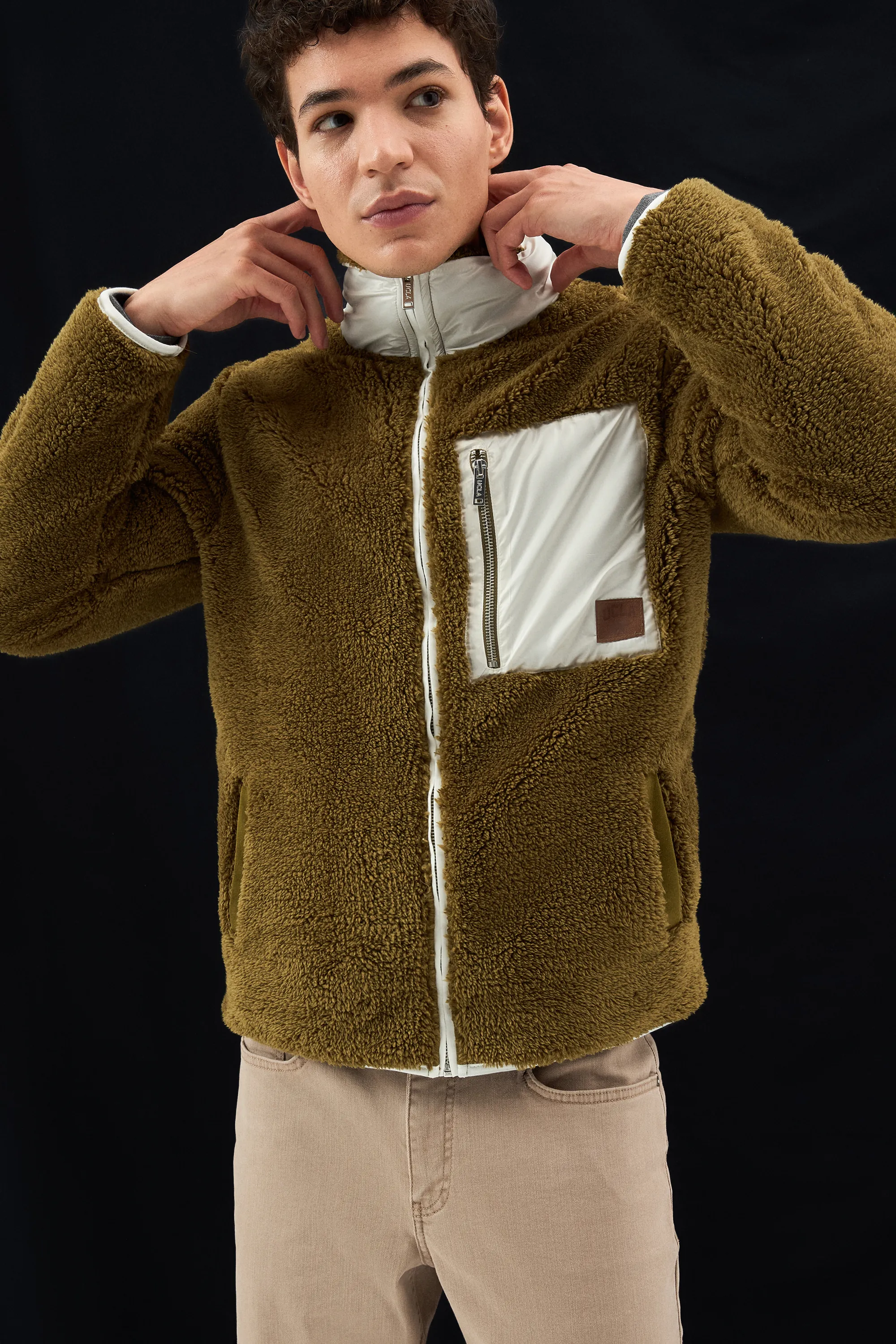 SINEAD Koyu Yeşil Kıvırcık Polar Standard Fit Erkek Ceket