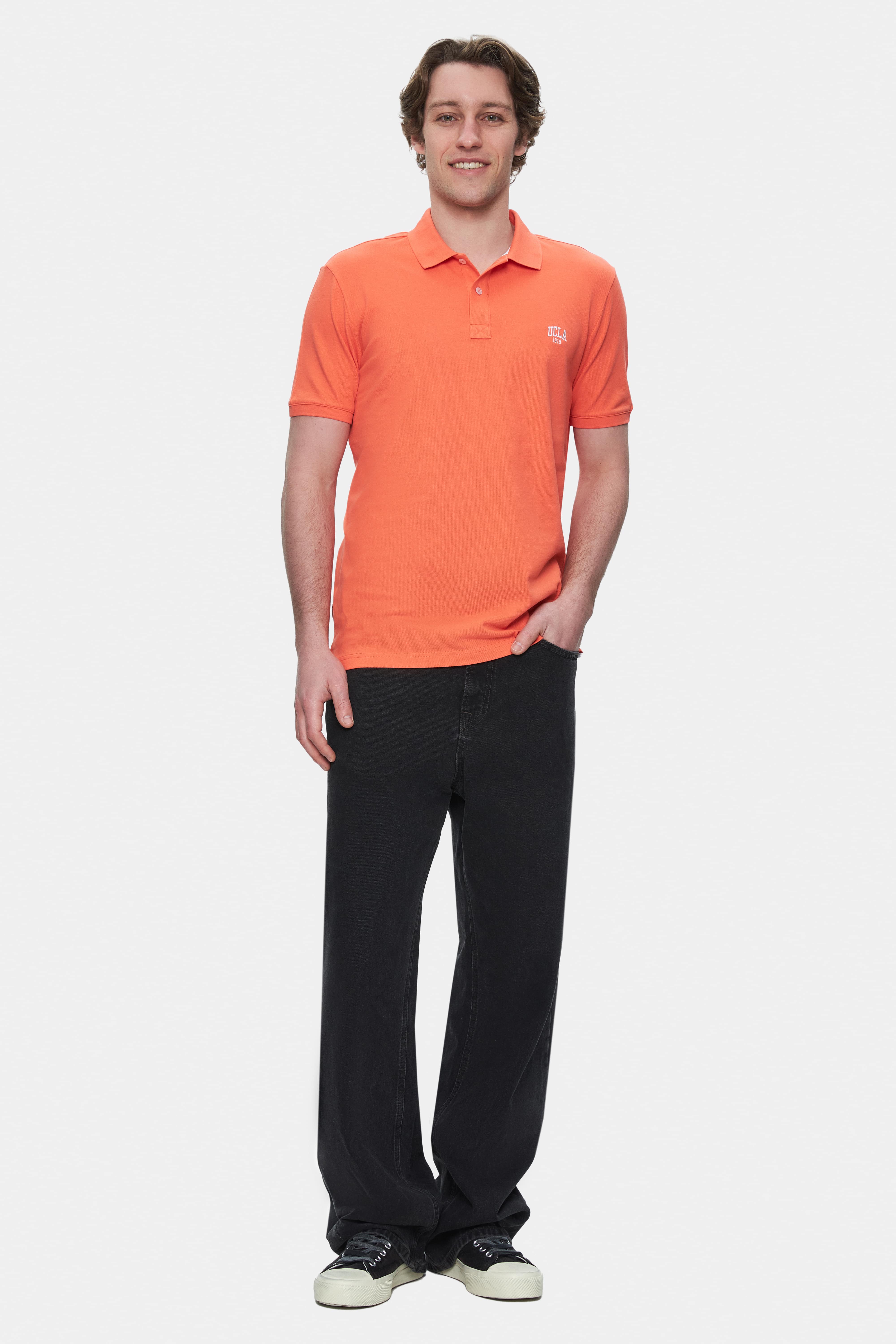 LAKES Pembe Polo Yaka Nakışlı Erkek Tshirt