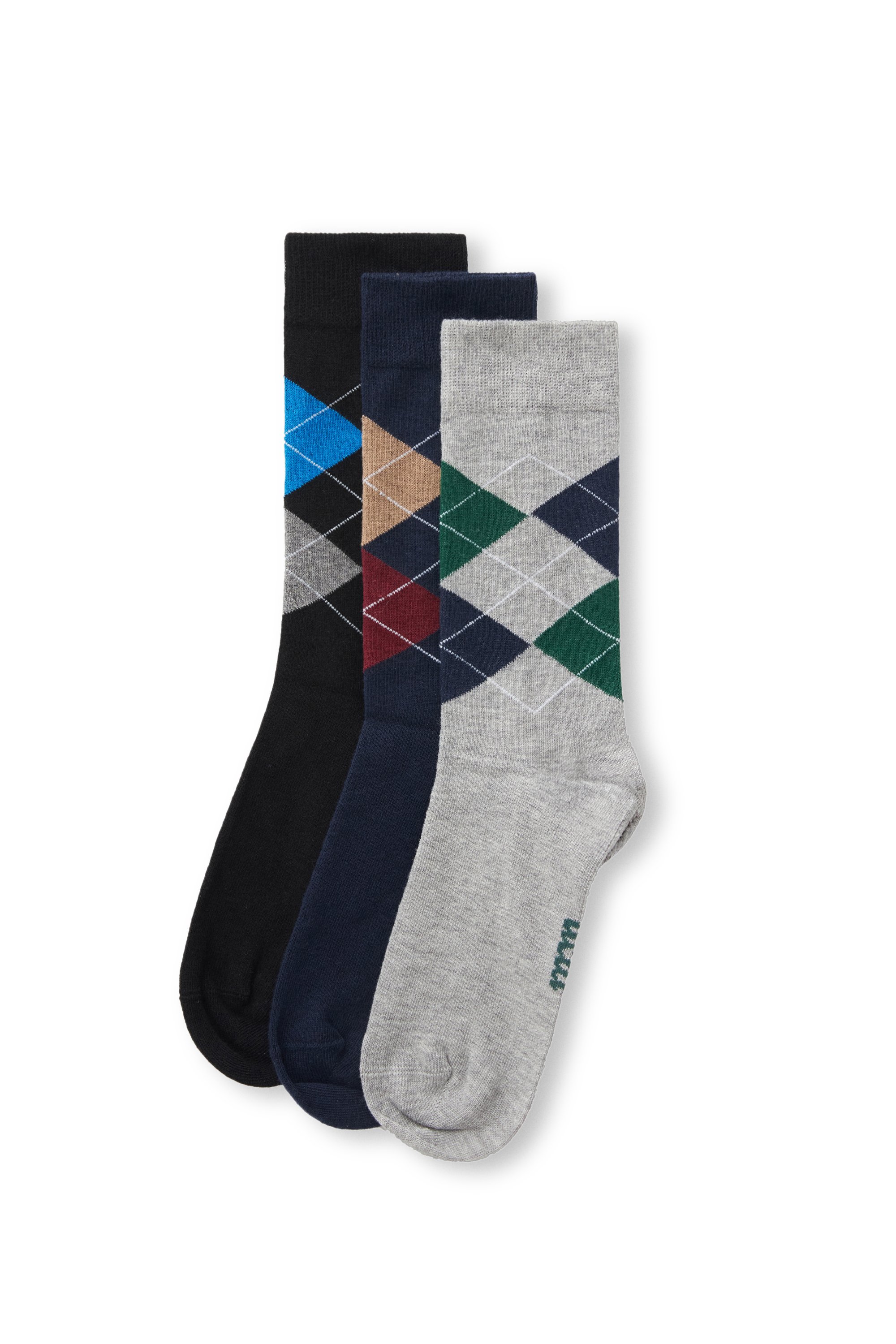 ARMAND 3'LÜ Siyah Lacivert Gri Uzun jakarlı Standard Fit Unisex Çorap