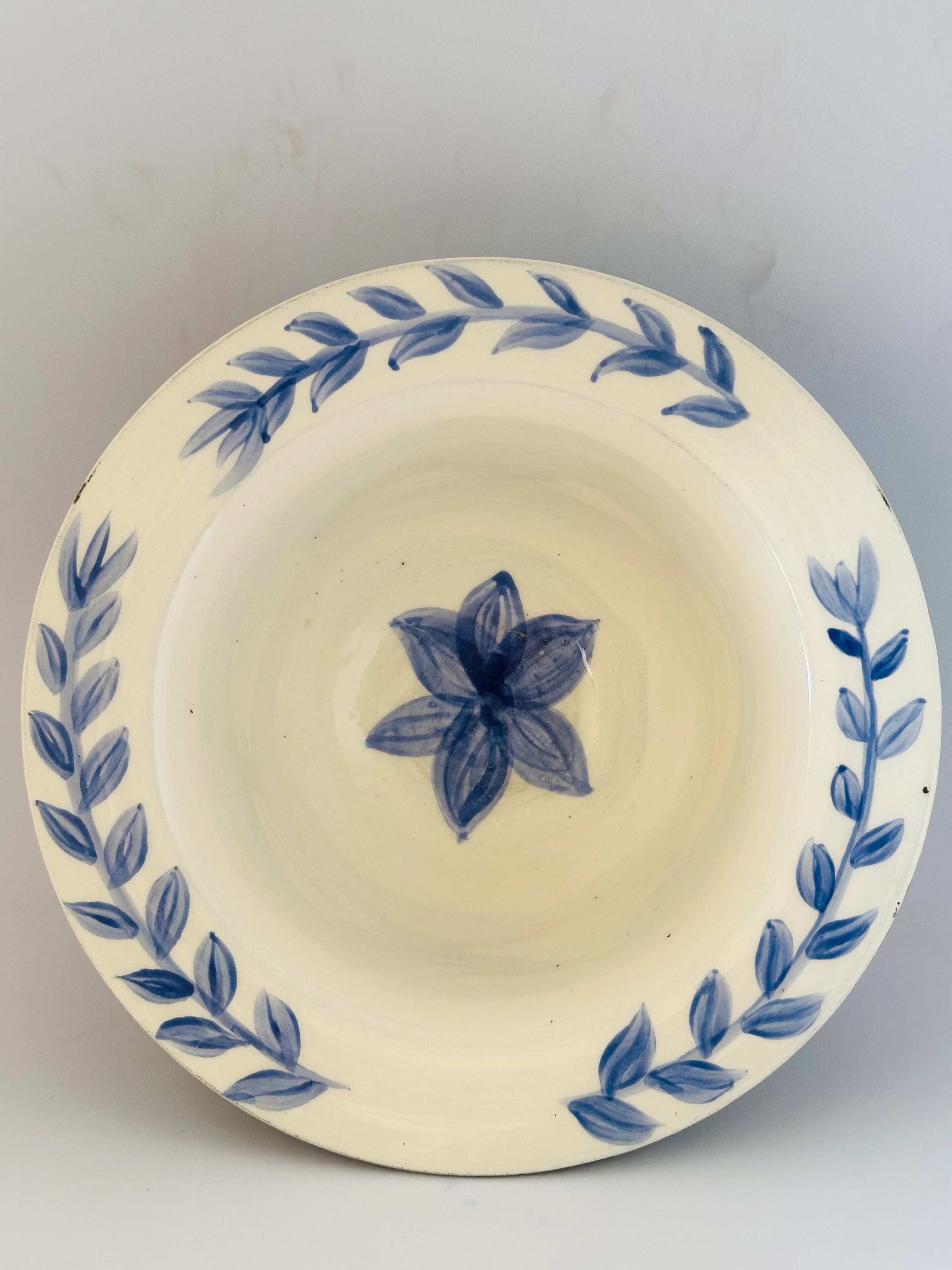 Mavi Çiçek Dekorlu Seramik Kase 