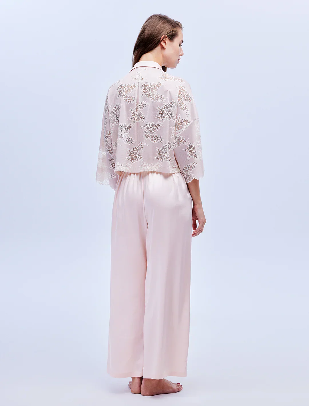 Toz Pembe Dantelli 6 Parça Gelin Seti 1636