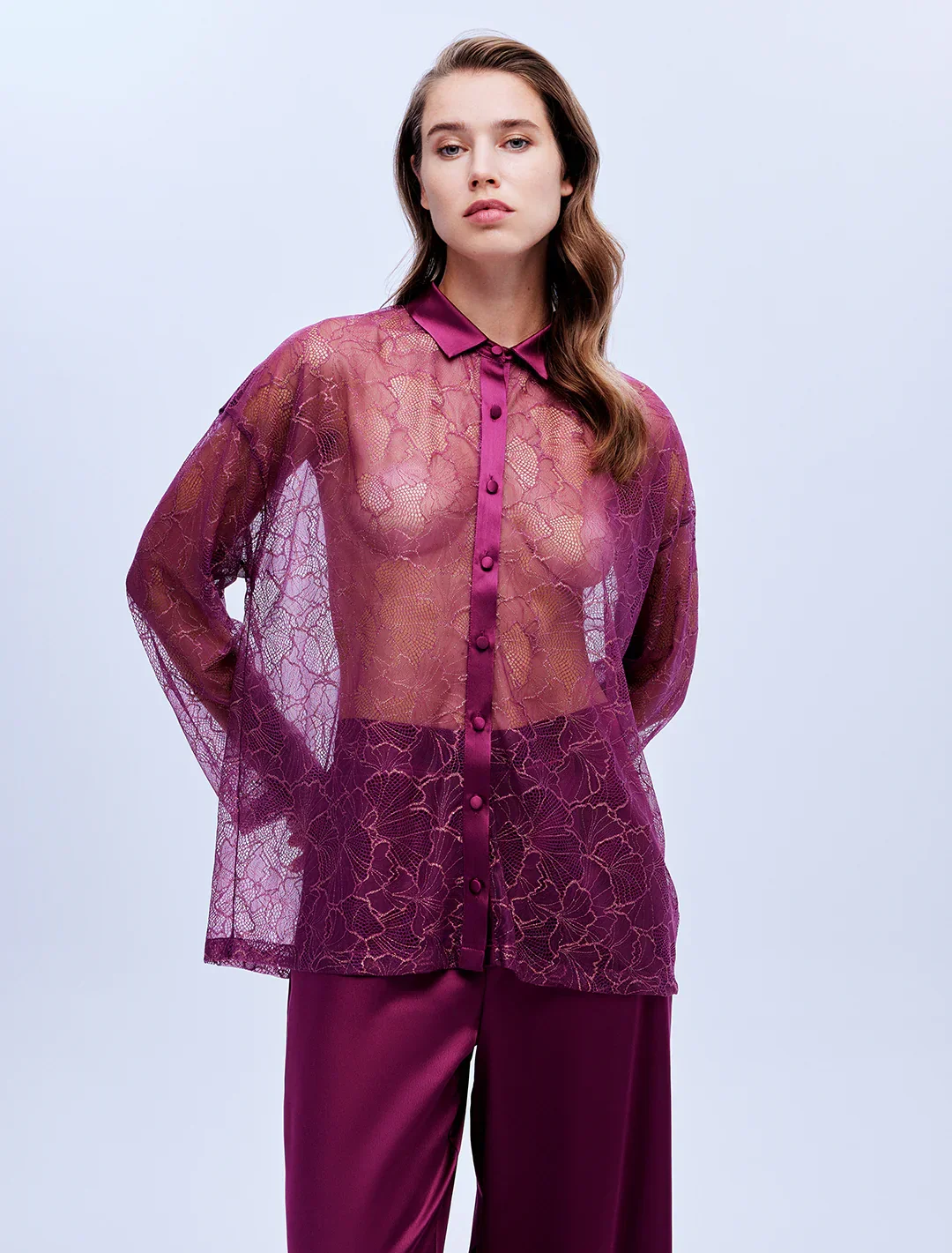 Mürdüm Dantelli 6 Parça Gelin Seti 1635