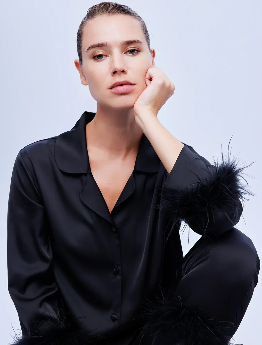 Gömlek Yaka Uzun Kollu Otriş Detaylı Pijama Takımı 1632