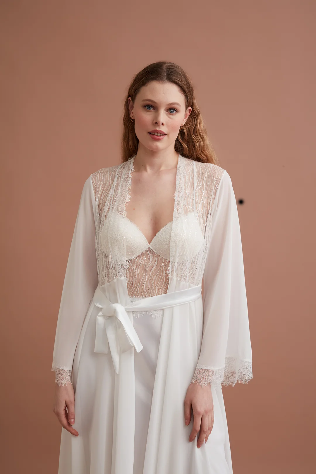 Dantel ve Pul Detaylı Sabahlık, Gecelik Takımı 136