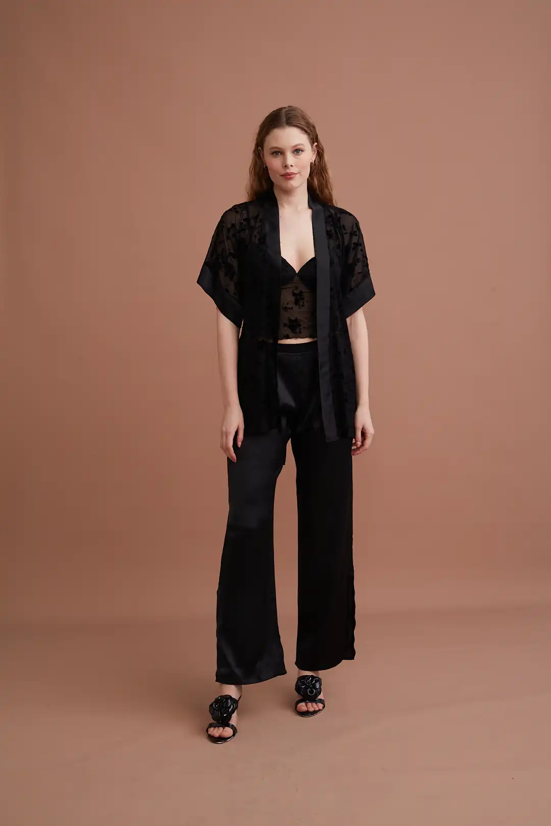 Flok Desenli Pijama Takımı 3015