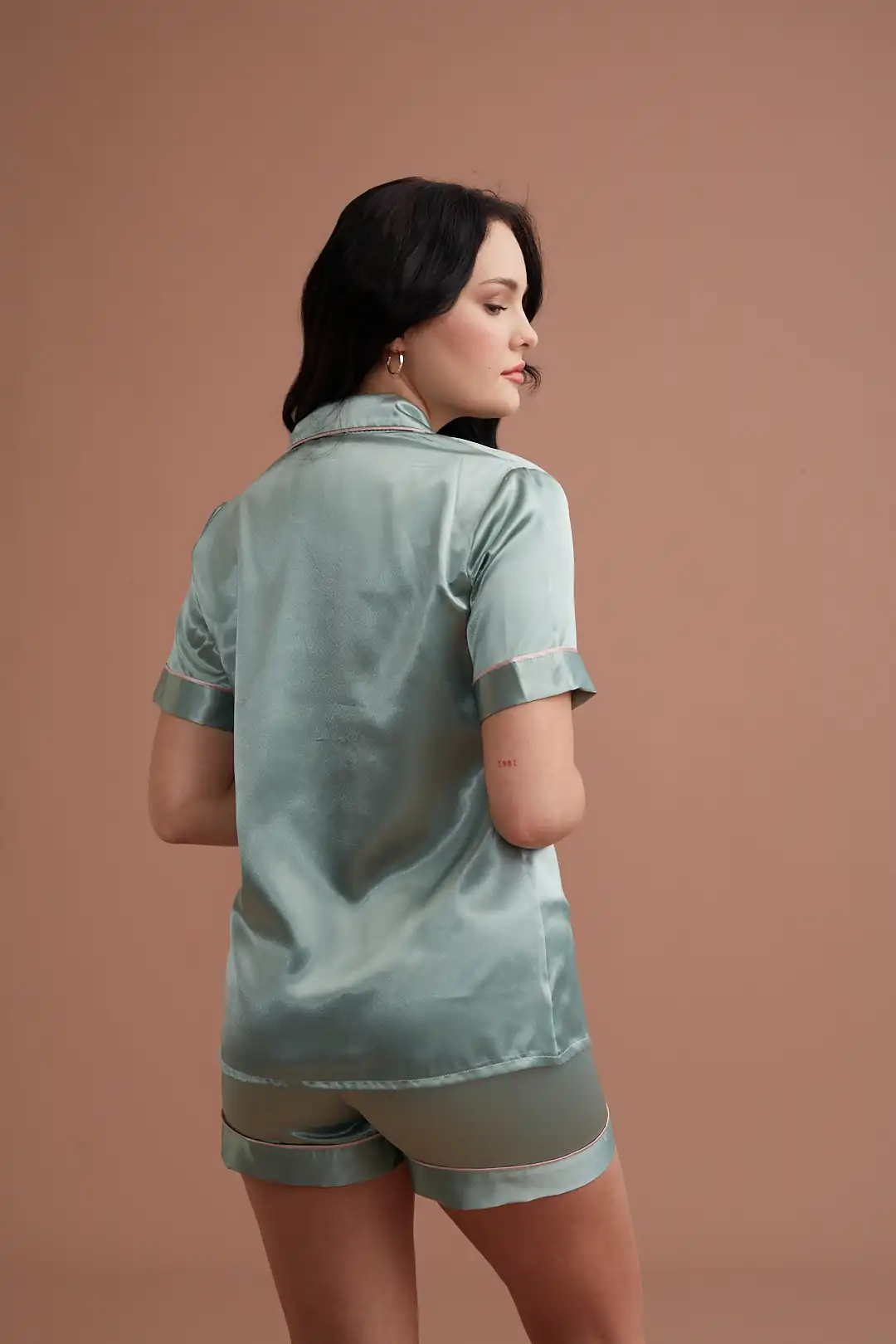 Kısa Kollu Gömlek Yaka Şortlu Pijama Takımı 3130