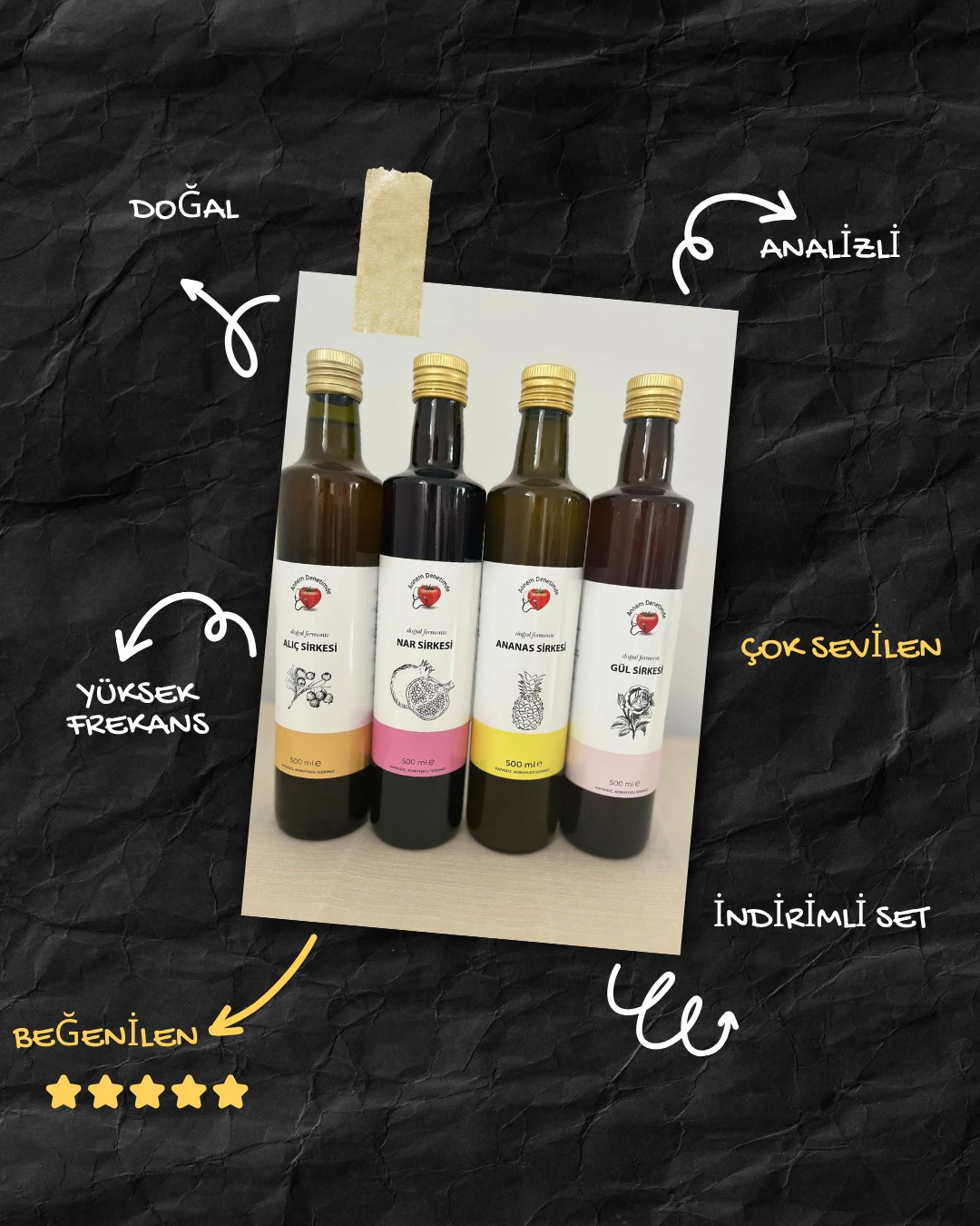 4 LÜ TANIŞMA SETİ ( ALIÇ , GÜL, NAR, ANANAS SİRKESİ)