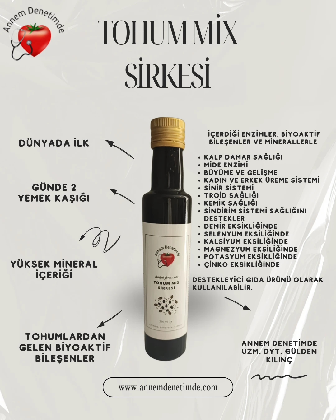 12 Lİ TOHUM MİX SİRKESİ (250 ml x 12 adet)