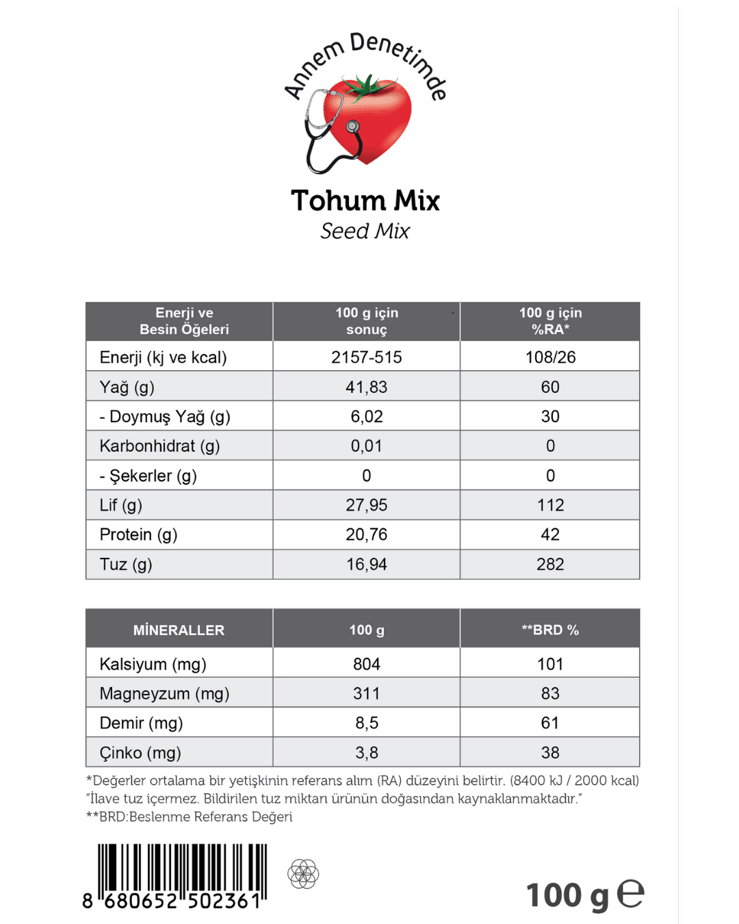 TOHUM MİX 100 GR