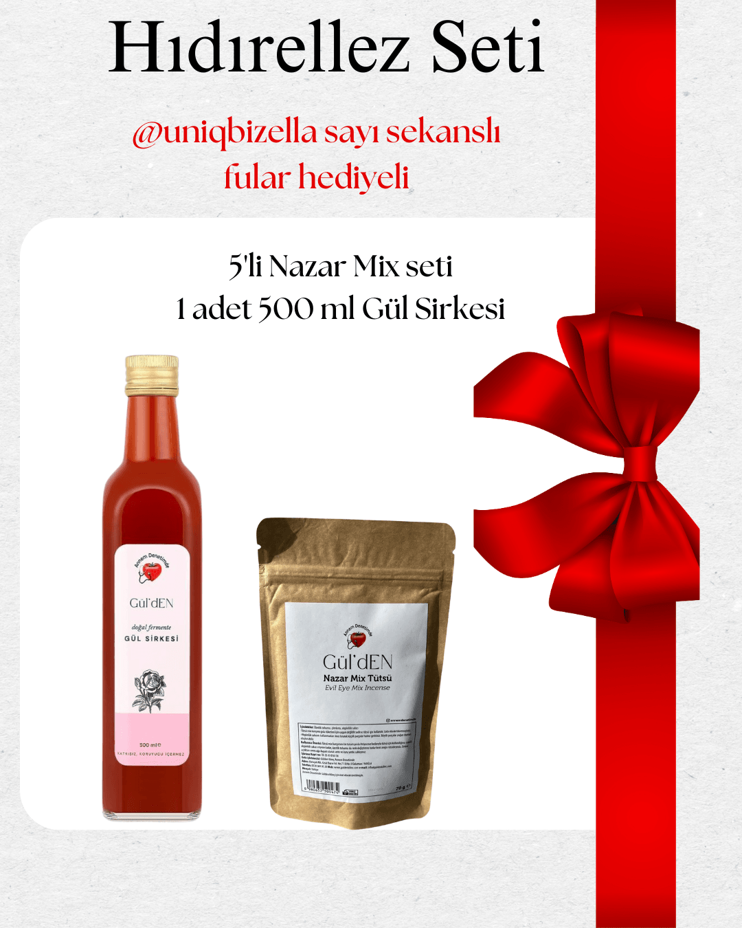 HIDIRELLEZ SETİ (5 Lİ NAZAR MİX+ 1 ADET 500 ML GÜL SİRKESİ)