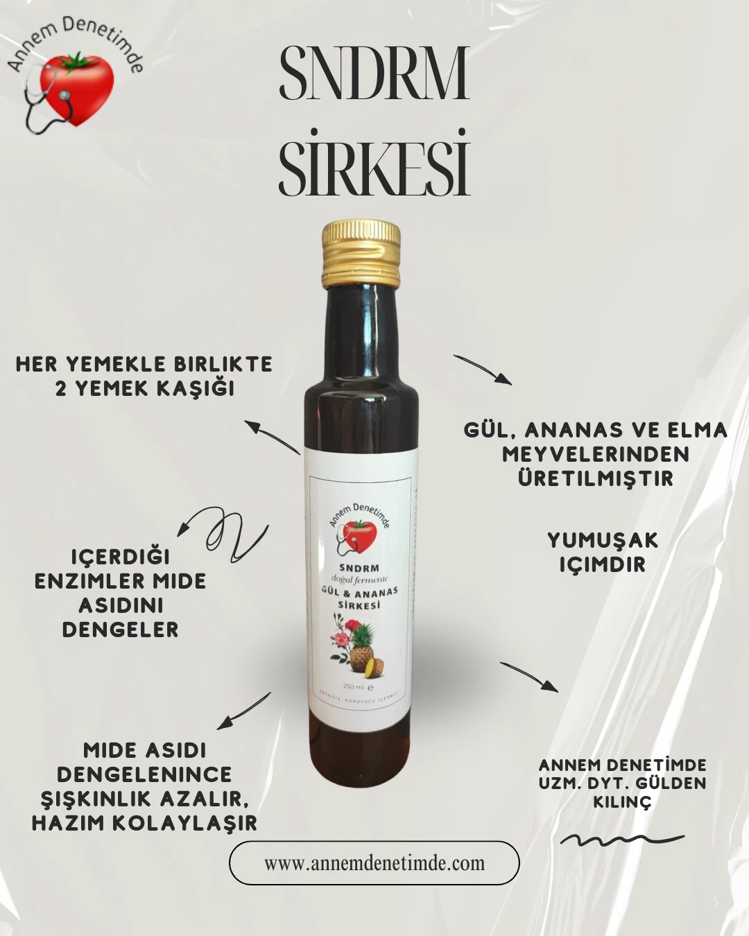 12 Lİ SNDRM GÜL VE ANANAS SİRKESİ (250 ml x 12 adet)