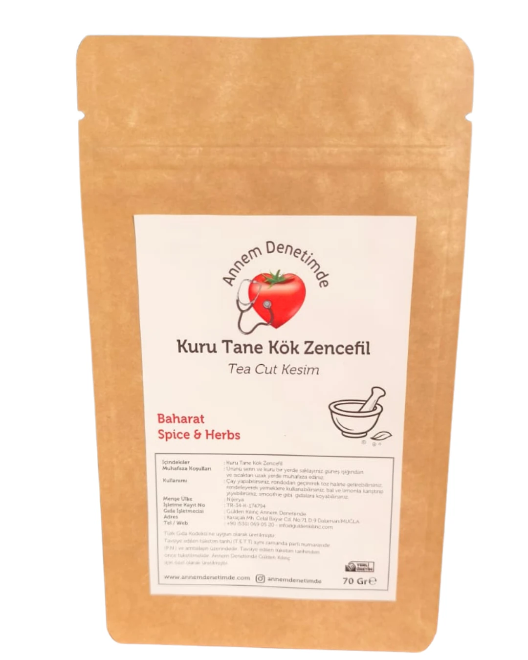 KÖK ZENCEFİL KURU 70 GR (Tea Cut Kesim)