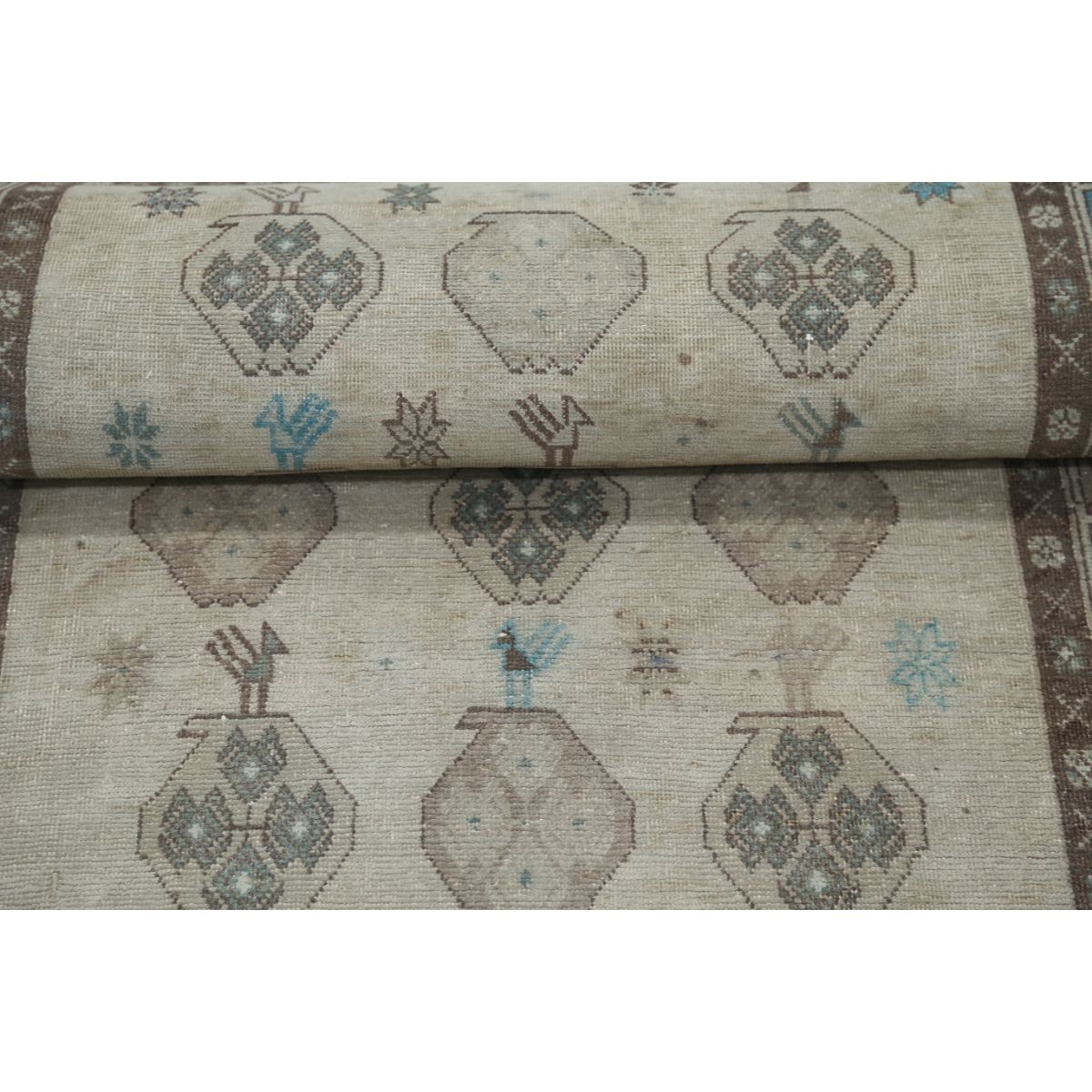 Vintage 3x7 Handmade Double Knotted Washable Wool Runner - Soft Hues