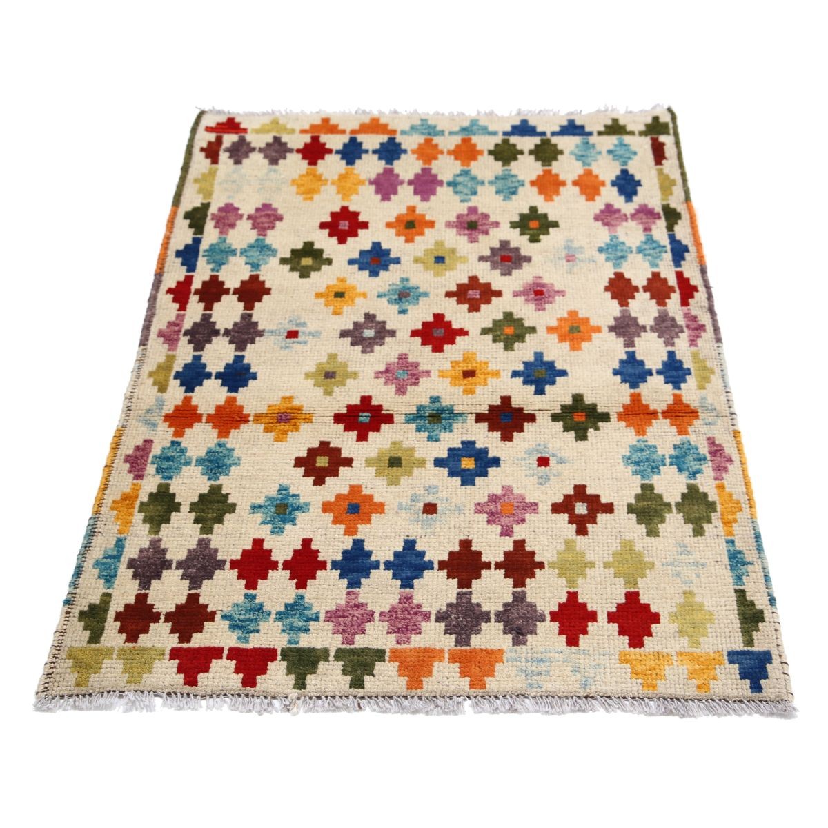 Revival 3x4 Handmade Double Knotted Washable Wool Rug - Colorful