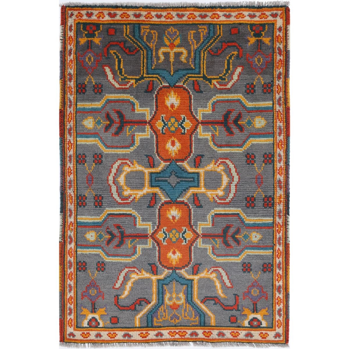 Revival 3x4 Handmade Double Knotted Washable Wool Rug - Colorful