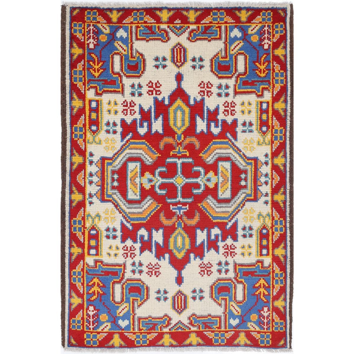Revival 3x4 Handmade Double Knotted Washable Wool Rug - Colorful