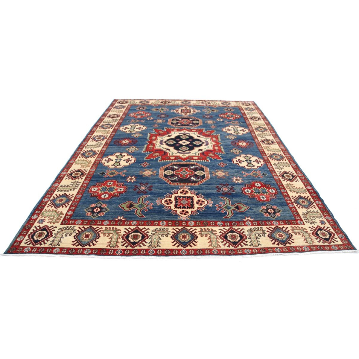Kazak 8x11 Handmade Double Knotted Washable Wool Rug - Colorful