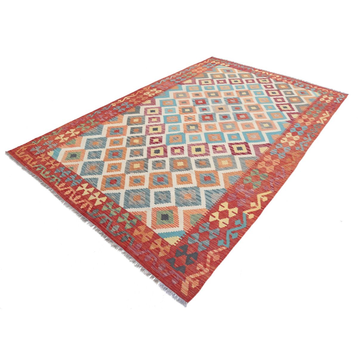 Maimana 7x10 Hand Woven Washable Wool Rug - Colorful