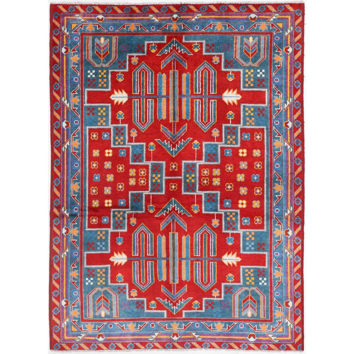 Revival 6x8 Handmade Double Knotted Washable Wool Rug - Colorful