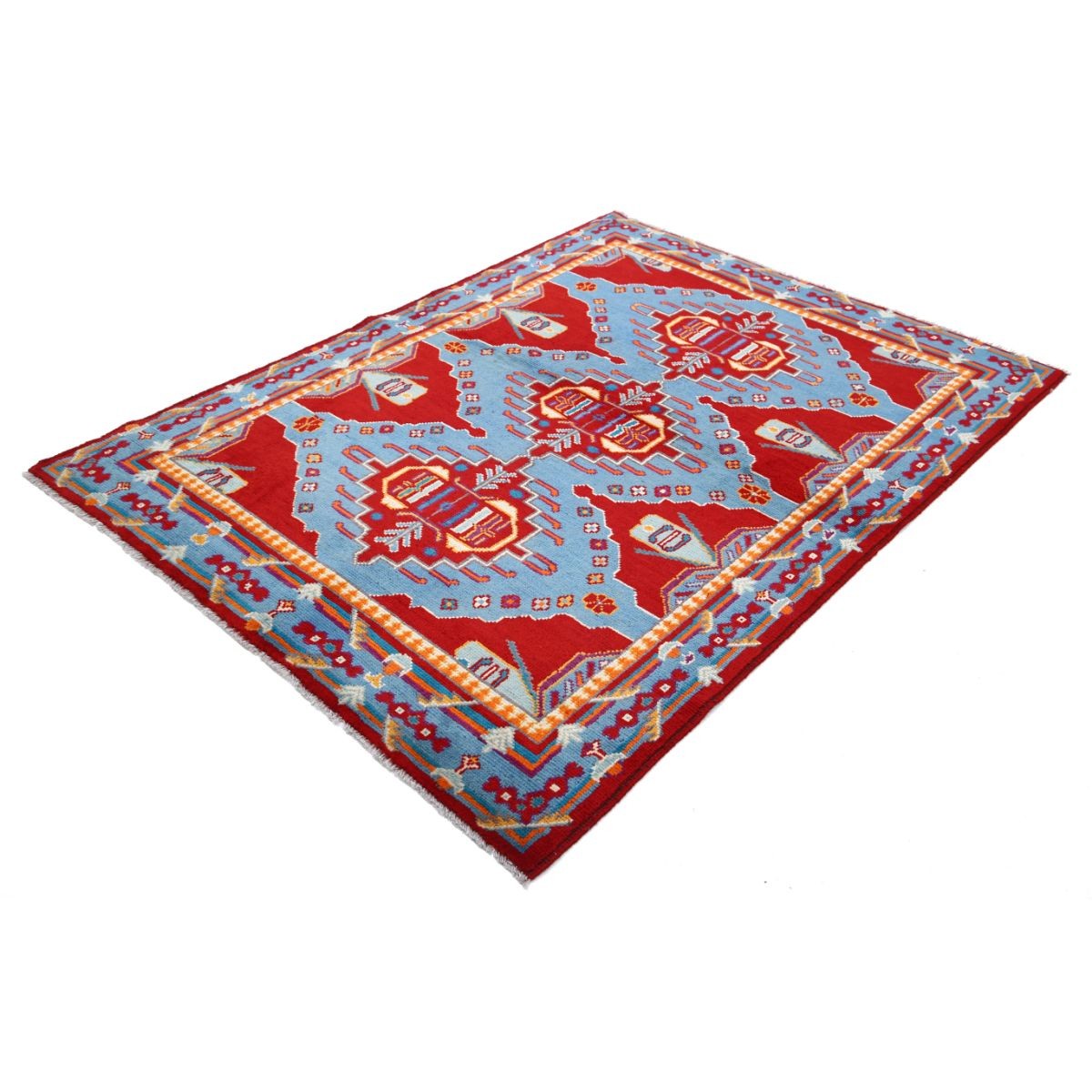 Revival 5x7 Handmade Double Knotted Washable Wool Rug - Colorful