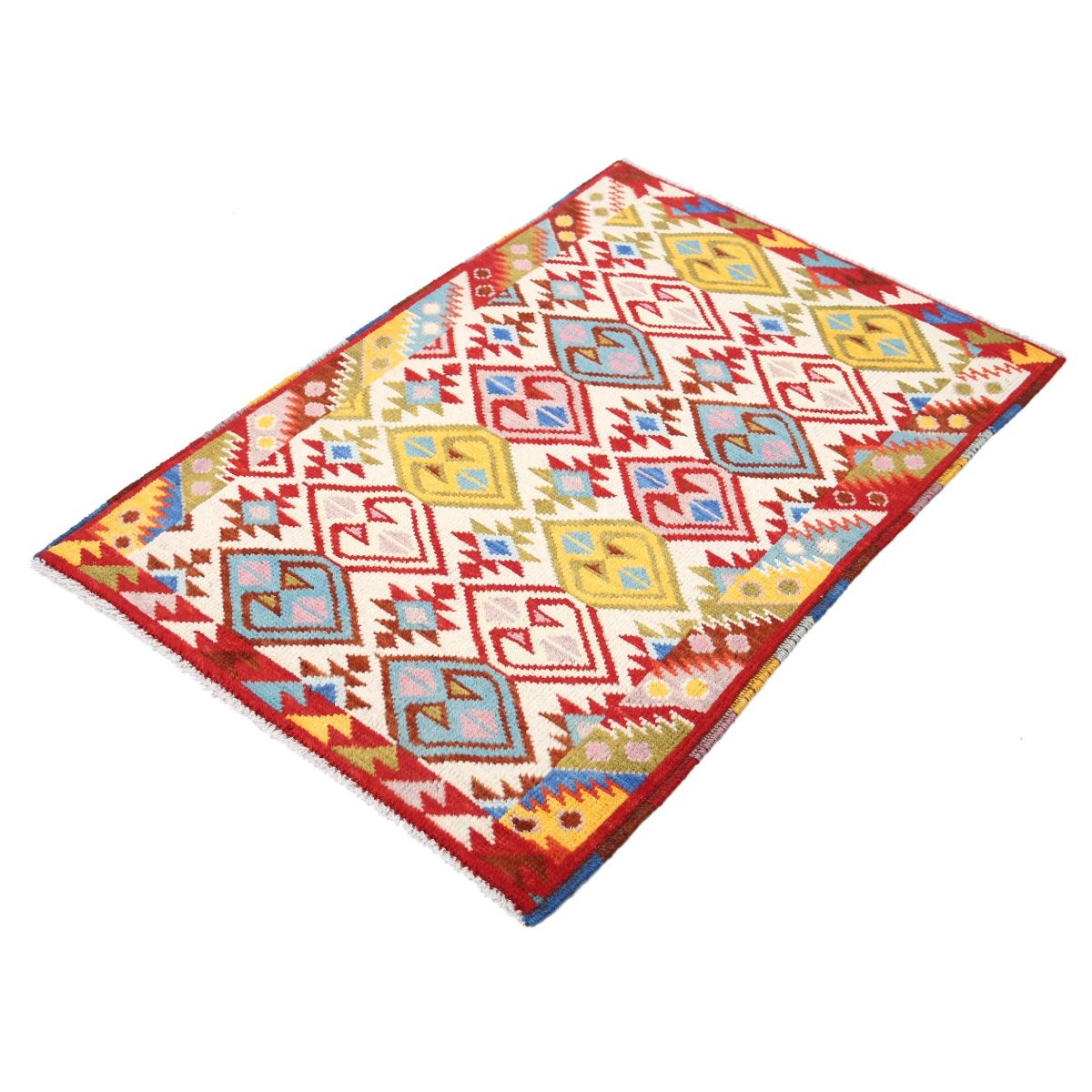 Revival 3x4 Handmade Double Knotted Washable Wool Rug - Colorful