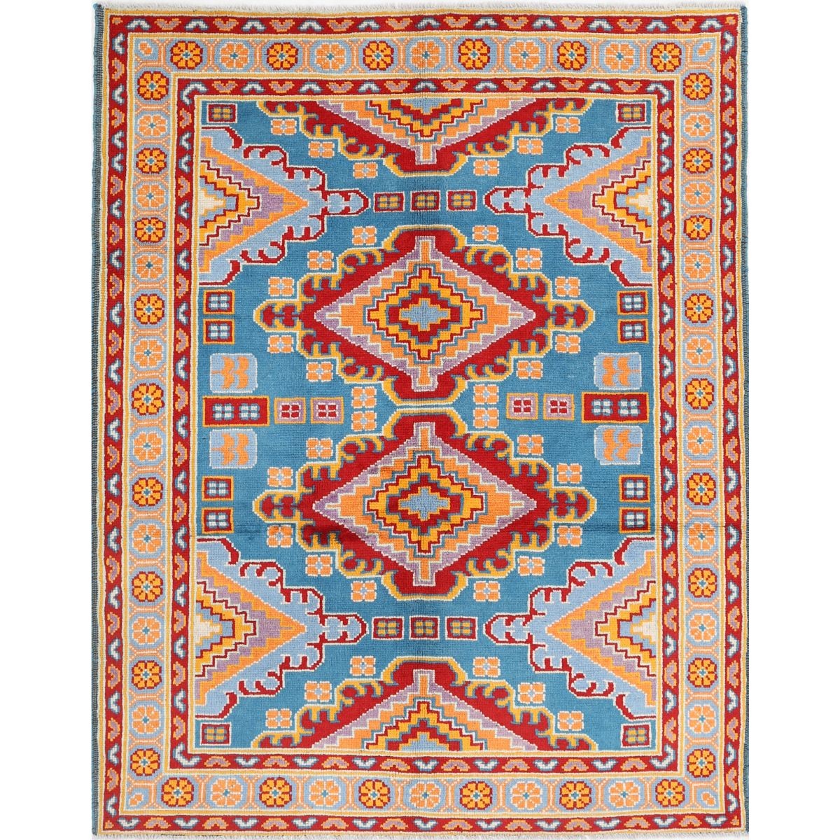 Revival 5x7 Handmade Double Knotted Washable Wool Rug - Colorful