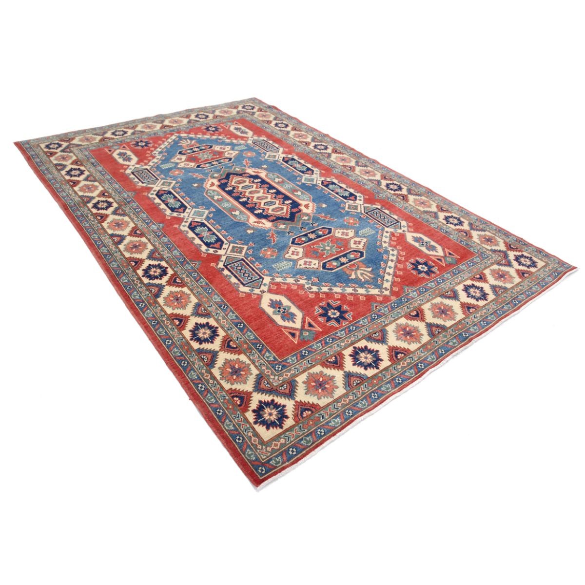 Kazak 7x10 Handmade Double Knotted Washable Wool Rug - Colorful