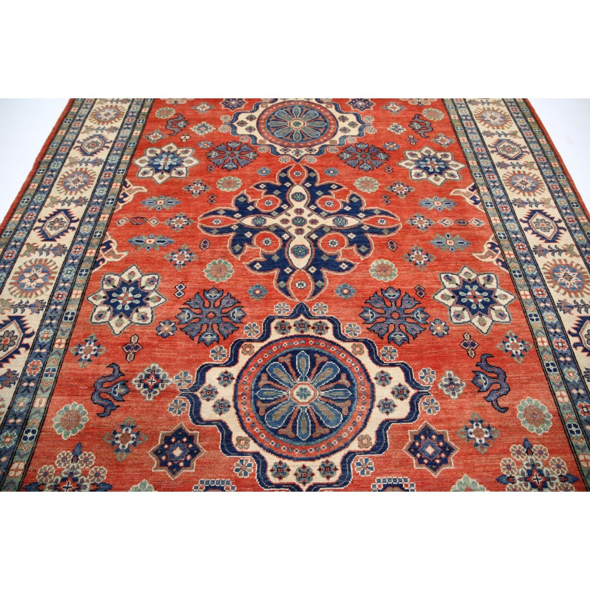 Kazak 8x10 Handmade Double Knotted Washable Wool Rug - Colorful