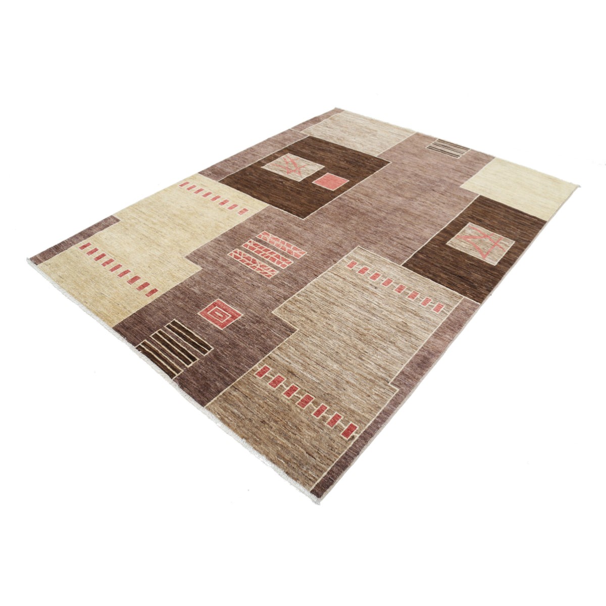 Modcar 6x8 Handmade Double Knotted Washable Wool Rug - Colorful