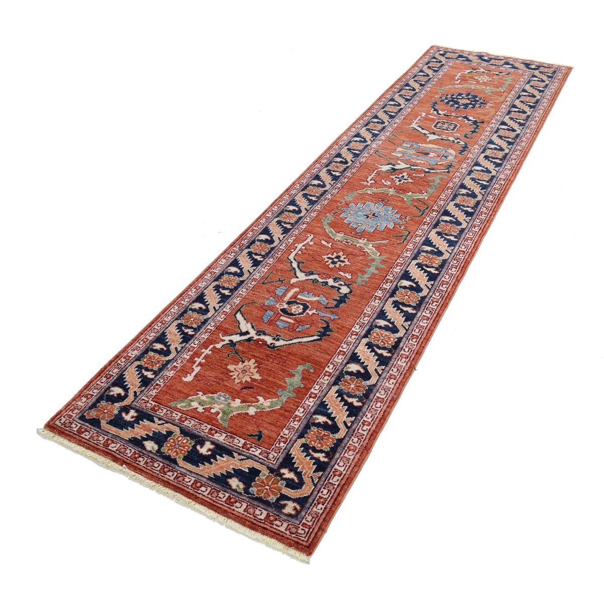 Heriz 3x10 Handmade Double Knotted Washable Wool Runner - Colorful