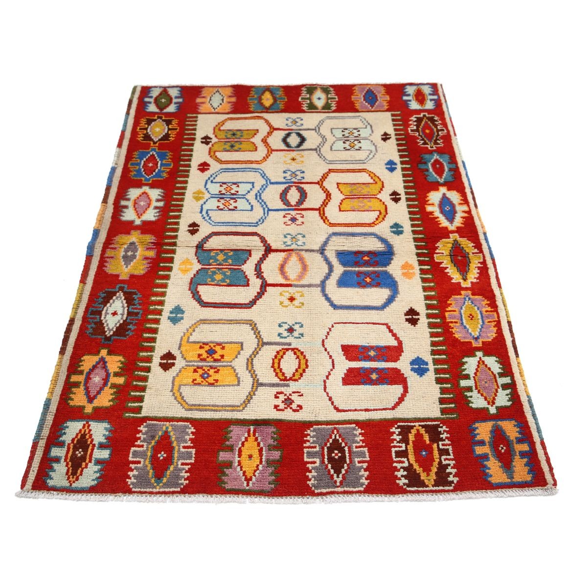 Revival 3x5 Handmade Double Knotted Washable Wool Rug - Colorful