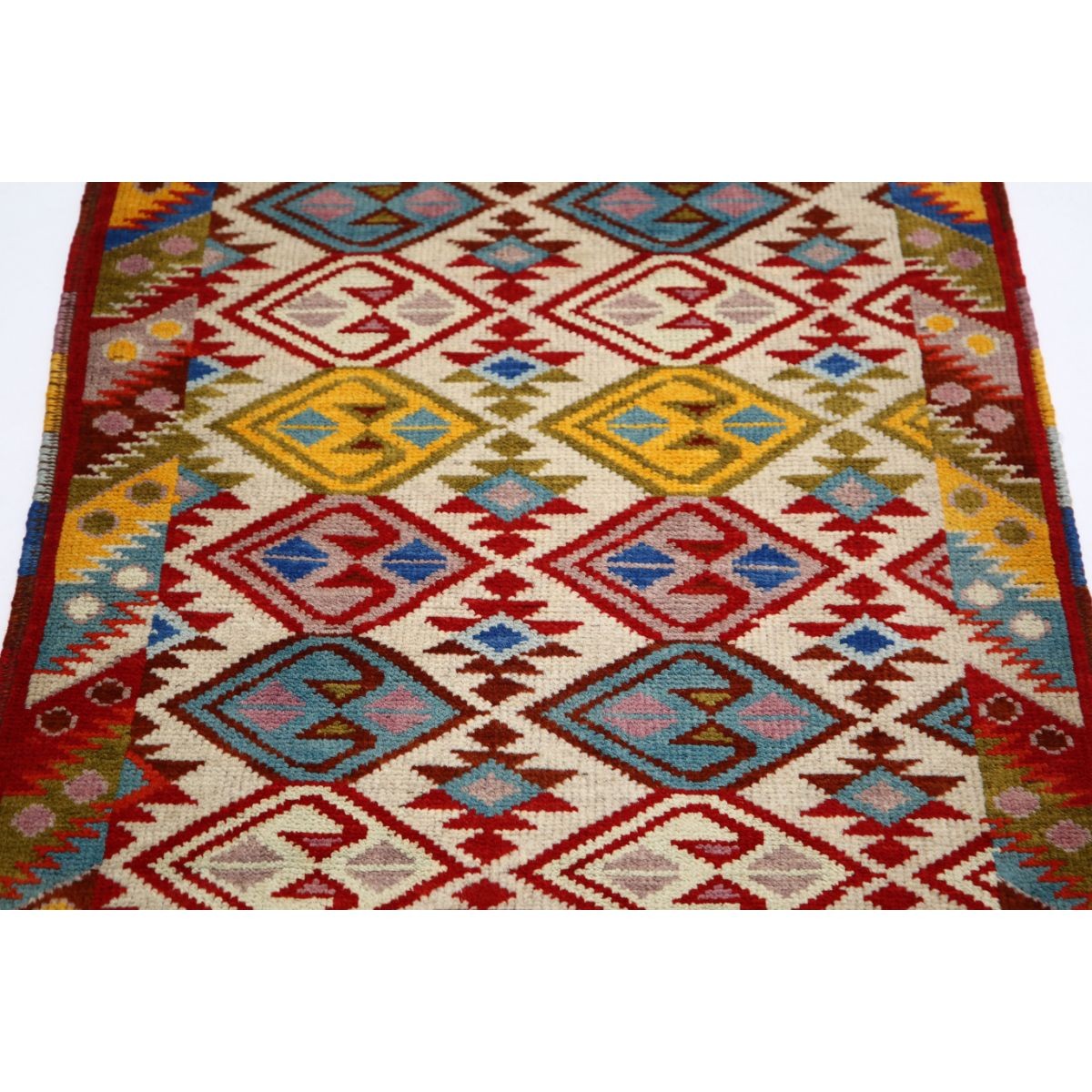 Revival 3x4 Handmade Double Knotted Washable Wool Rug - Colorful