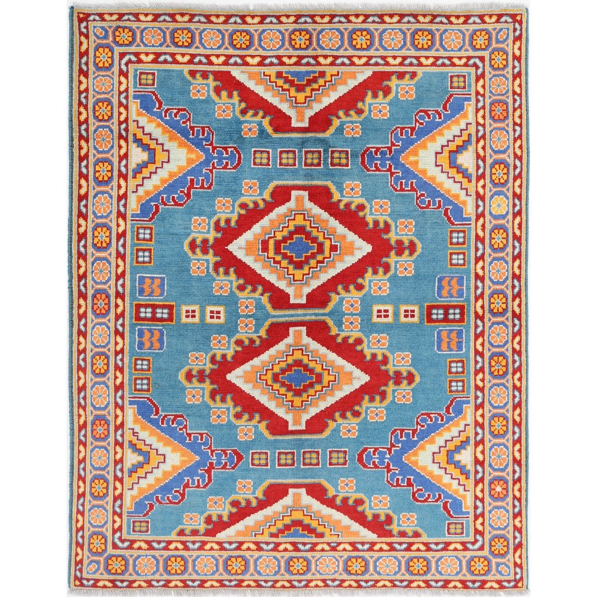 Revival 5x7 Handmade Double Knotted Washable Wool Rug - Colorful
