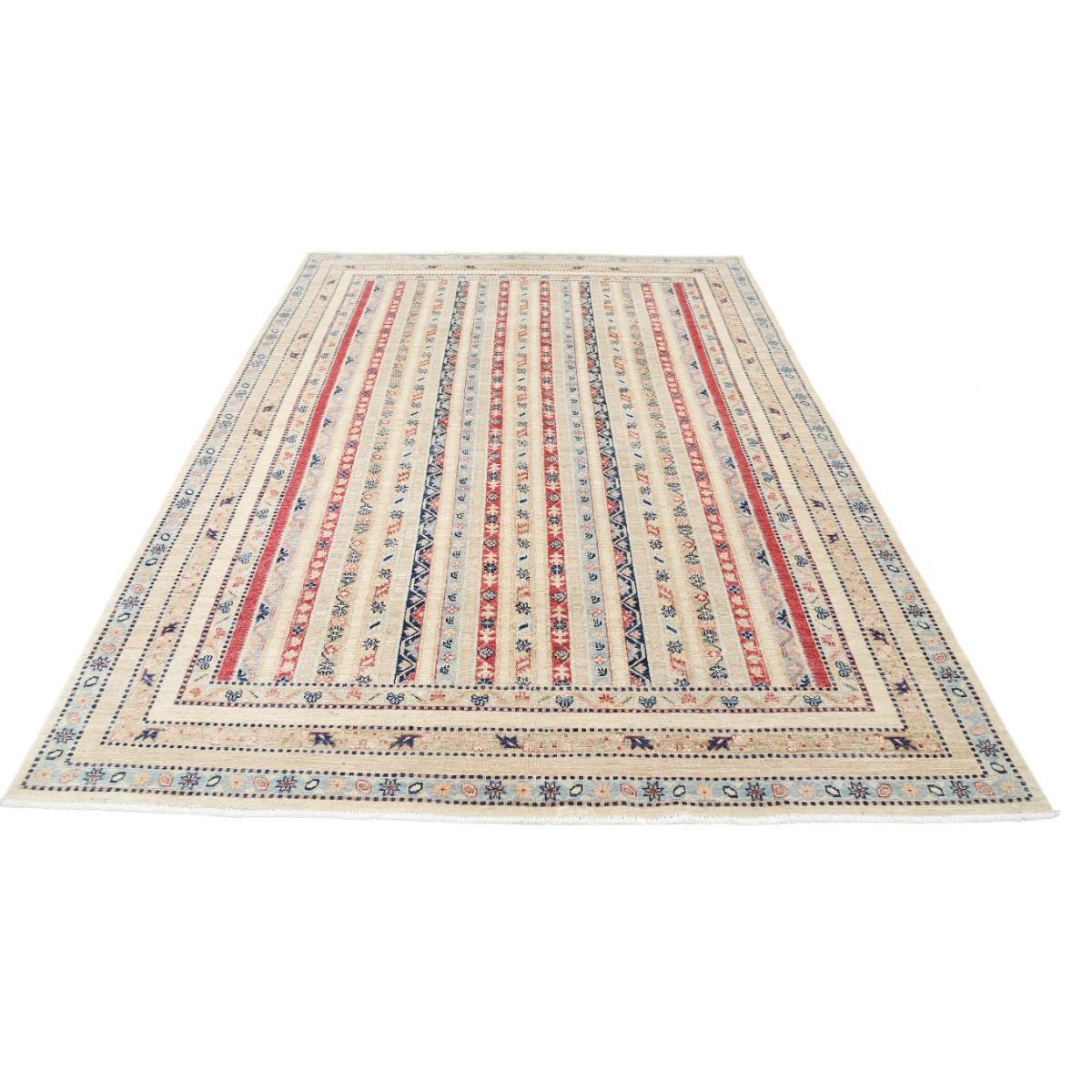 Shaal 7x10 Handmade Double Knotted Washable Wool Rug - Colorful