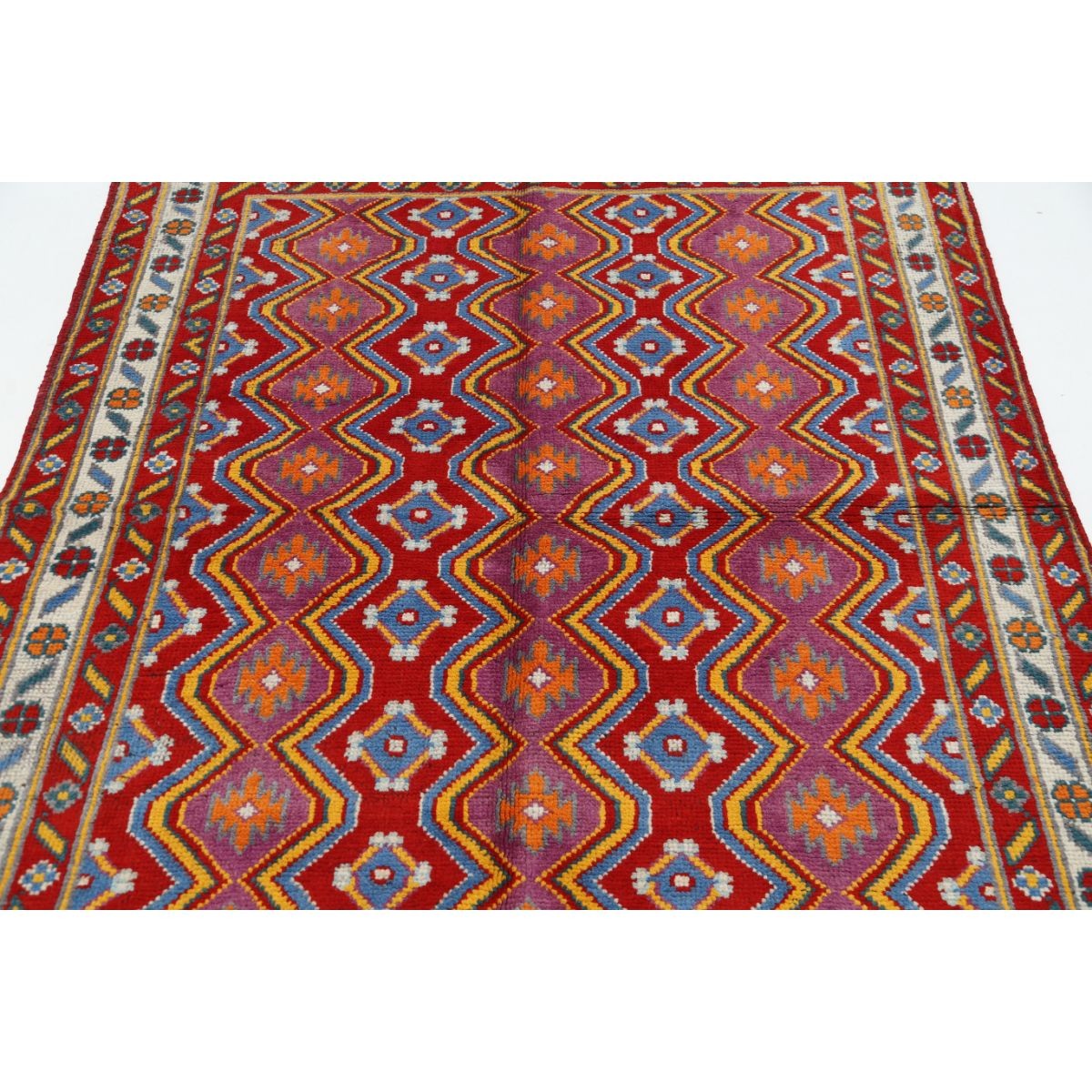 Revival 5x6 Handmade Double Knotted Washable Wool Rug - Colorful