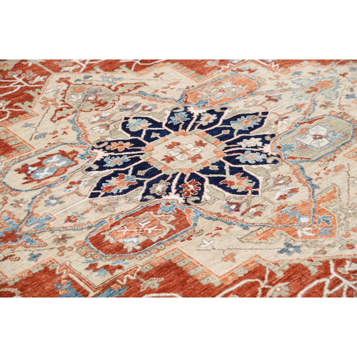 Heriz 8x10 Handmade Double Knotted Washable Wool Rug - Colorful